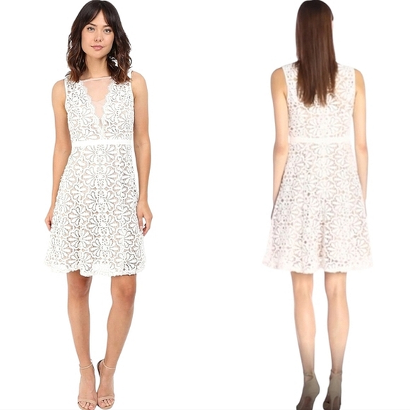 Adrianna Papell Illusion Neckline Fit & Flare Midi Dress - Picture 1 of 9